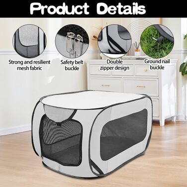Переносний вольєр для собак та котів у машину, складаний вольєр для тварин, дихаюча сітка для дому, вулиці, кемпінгу, подорожей, вольєр для тварин