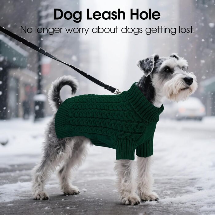 Теплий зимовий пуловер для собак S, ASENKU, з отвором для повідка, з м'якою горловиною, для Чихуахуа, Французького бульдога, зелений