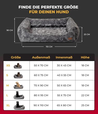 Ортопедичне ліжко для собак HS-Hundebett® Deluxe Exklusiv S (60x75 см) з Memory Foam, антиковзаючою основою та можливістю прання. Виготовлено в Німеччині (Антрацит, 90 x 110 см)