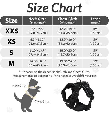 Шлейка для кота Rabbitgoo з повідком, чорна, м'яка, для котів, шлейка-жилет, безпечна, регульована, чорна, M (1 шт.)