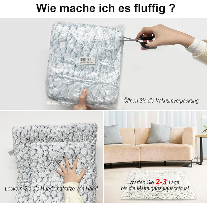 Лежанка для собак середніх порід 75x50 см, м'яка, з коротким ворсом, антиковзаюча, в стилі мармуру, хакі