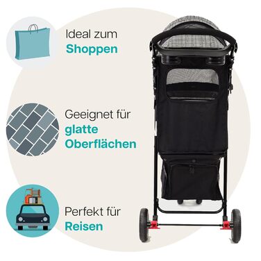 Візок для собак Innopet Buggy Avenue сірого кольору з дощовим захистом