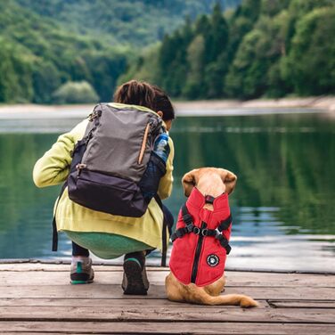 Водонепроникний та вітрозахисний теплий зимовий одяг для собак - куртка з блискавкою, червона, розмір L