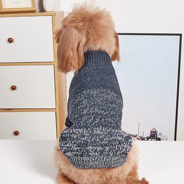 Теплий зимовий одяг для собак: м'який пуловер Jecikelon з відтінками, роллекруаген, розмір S, темно-синій