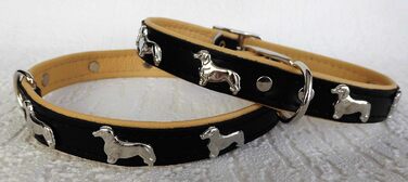 Льорочок для собак DACKEL, шкіряний, обхват шиї 28-32см, 30-36см, 36-41см, Чорний - Бежевий, НОВИЙ