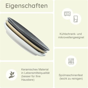 Набори мисок для котів SPUNKYJUNKY 3 шт. з кераміки. Миски для корму котів (білий, бежевий, коричневий, плоскі)