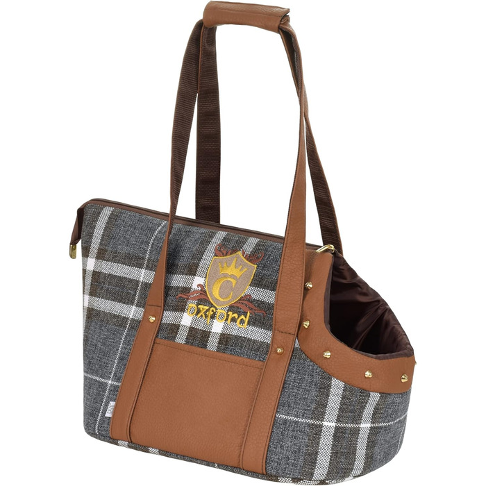 CAZO Oxford переносна сумка-переноска для собак та котів, 30x40x24 см, коричнева в клітинку, LXD1001