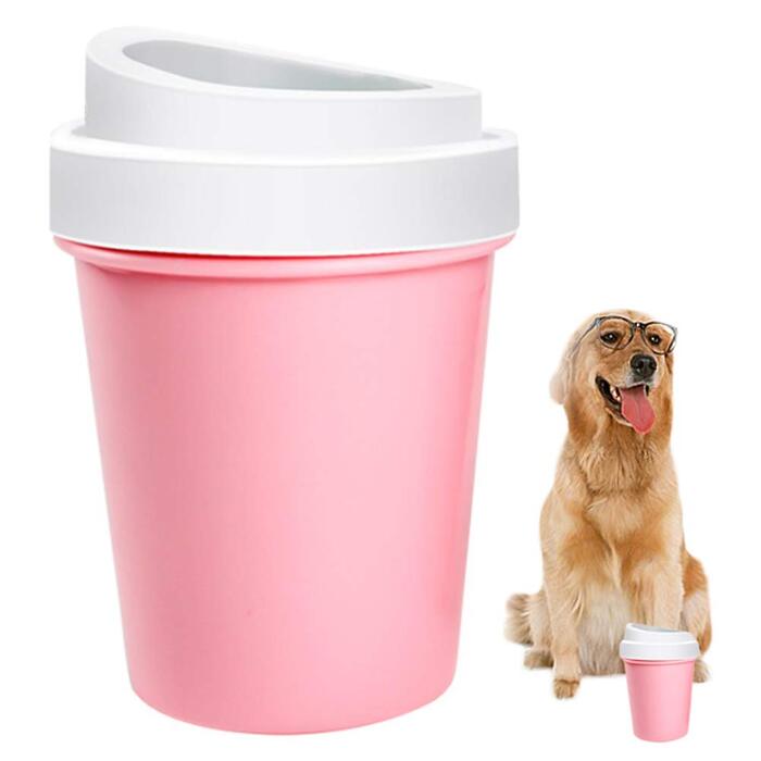 Очисник лап для собак та котів: мийка лап з м'якою силіконовою щіткою, рожевого кольору