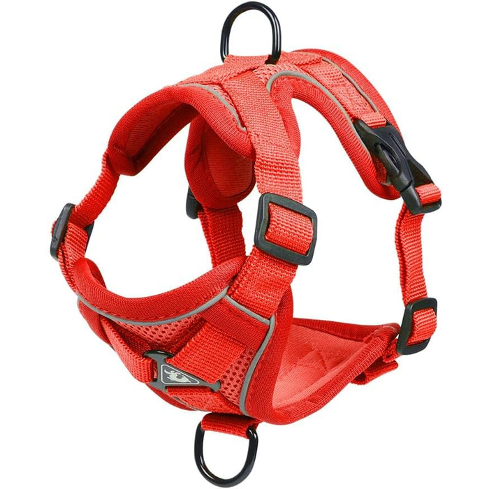 Набір посуду та шлейка для собак та котів, витривала регульована шлейка з поводом, сітка з відбиваючими смугами, XL, червоний XL