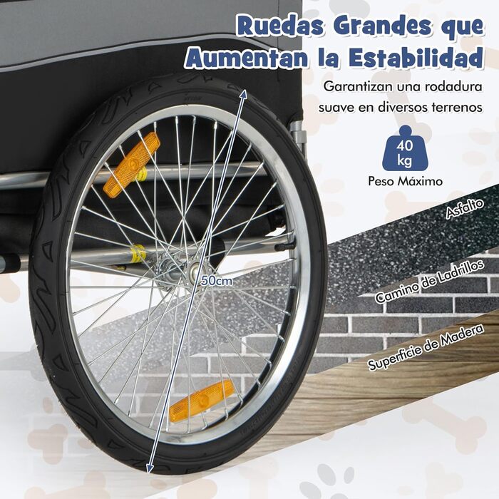 Фahrradanhänger GYMAX: візок для собак з трьома входами, до 40 кг, сірий