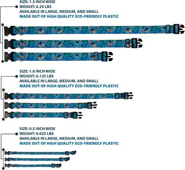 Нашийник Buckle-Down з пластиковим затискачем - Stitch Expressions/Колаж гібіскусу зелено-блакитний градієнт - ширина 1 дюйм - підходить для шиї 15-26 дюймів - великий