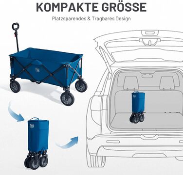 Возик вантажний Timber Ridge XXL, складаний, з кишенею та тримачем для напоїв, для саду, кемпінгу, покупок (Блакитний)