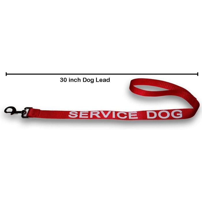 Шлея для службових собак Doggie Stylz, офіційний комплект: нашивки Service Dog + Service Dog in Training, світловідбивні, повідець 76,2 см, 2 ідентифікатори, обхват 30-42', червона