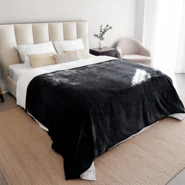 Водонепроникний коврик Dreamzie для собак - 127x152 см, для дивана та ліжка, з Sherpa-fleece, чорний, XL (152 x 203 см)