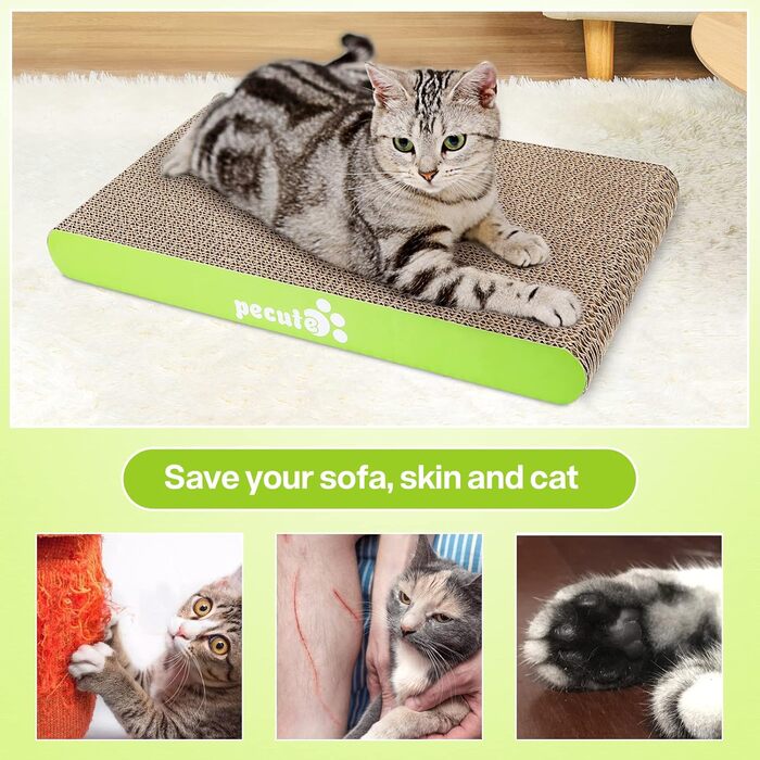 Pecute 2 шт. Когтеточки з картону для котів - набір, двосторонні, 38.5 x 20.5 см