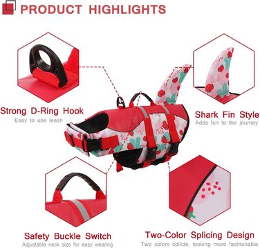 Спасальний жилет для собак AENKU: червоний (полуниця), середній розмір