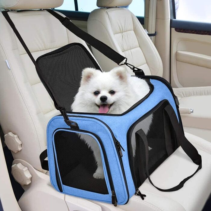 Транспортна переноска для тварин, сумка-переноска, переноска для собак, портативна, багатофункціональна, м'яка, складана, стабільна, безпечна, блакитна