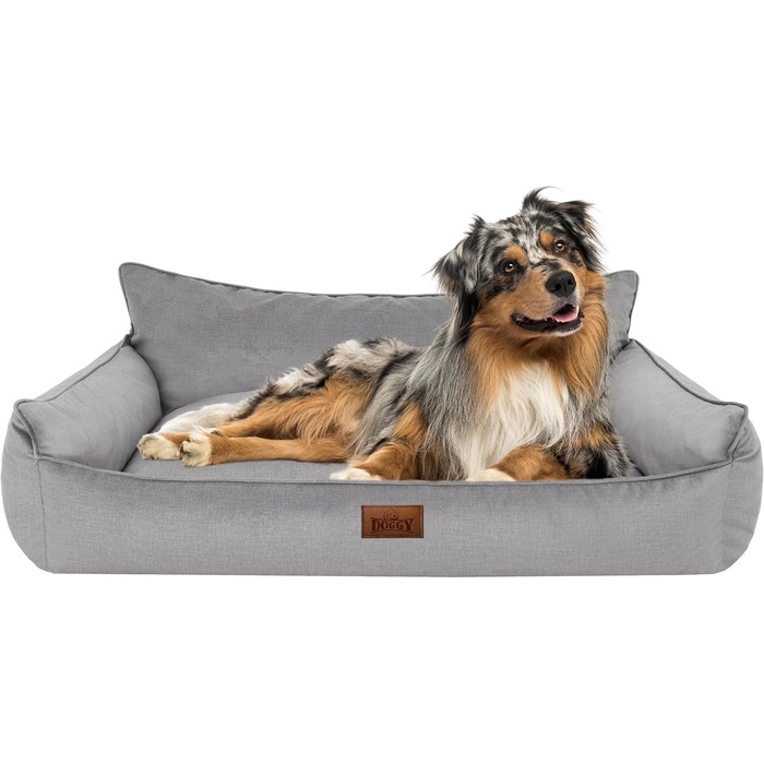 Крісло-ліжко для собак, ліжко для домашніх тварин, м'яке ліжко для собак, ліжко-матрац для собак, ліжко-софа для собак, XXL, 106 x 80 см, бежевий, екологічний льон