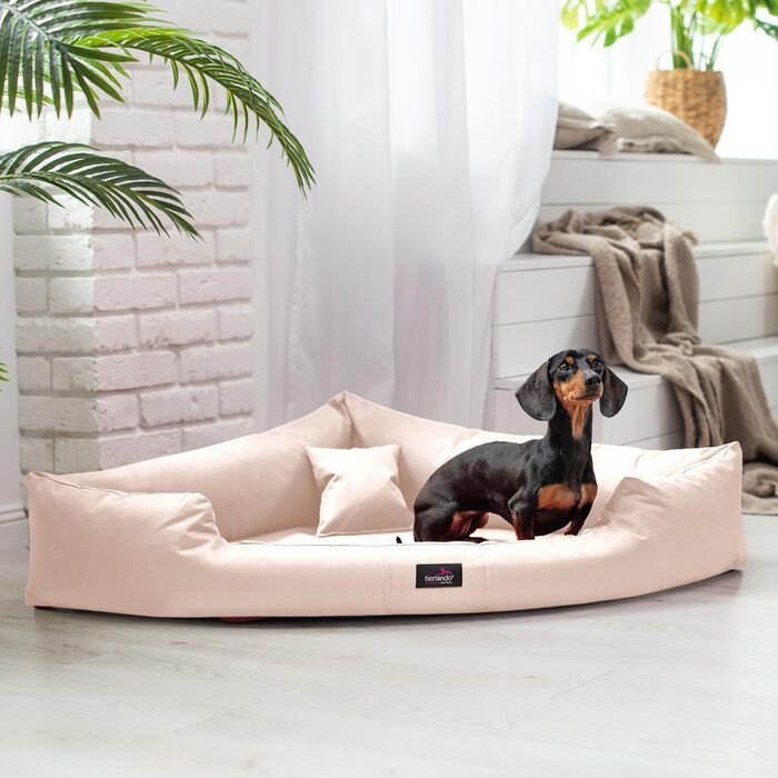 Ортопедичне ліжко для собак Tierlando® Trivia, 80x80 см, з віскоеластичною матрацом, міцний поліестер, кремовий колір