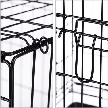 Клітка для собак Relaxdays, для дому та автомобіля, HBT: 87 x 122 x 80 см, складана собача будка з дном, 2 двері, ручка, сталь, чорна L 80 x B 122 x H 87 см