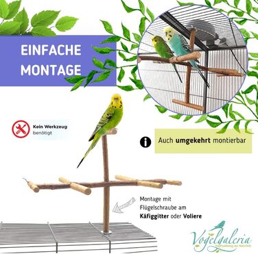 Vogelgaleria® Антена для клітки, іграшка-сидіння для птахів із натурального дерева