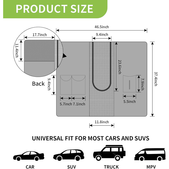 Перегородка в багажник для собак, автоперегородка для транспортування, бар'єр для тварин з кишенькою, безпечне перевезення дітей та тварин