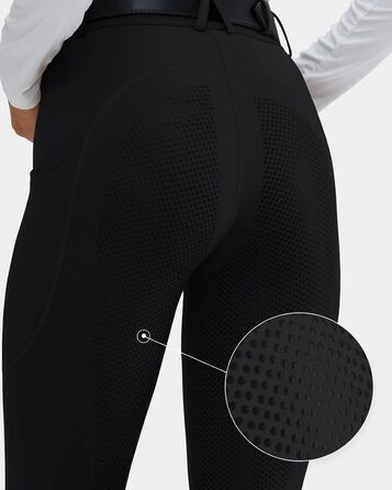 Легінси для верхової їзди HMILE жіночі з силіконовим тисненням, висока талія, еластичні, з кишенею для телефону та петлями для ременя (Чорний, XXL)