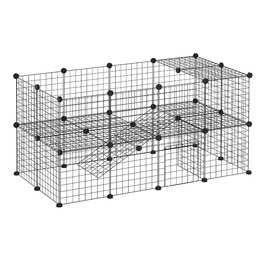 PawHut Barrier Манеж для маленьких тварин своїми руками 36 тарілок чорний 146x73x73см безпечний манеж для цуценят для приміщень та вулиці