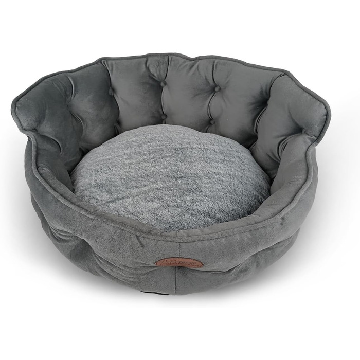 Ліжко для собак та котів Haustierbett - 3 розміри, знімний чохол, можна прати в машині - King Small 43 см, Large 68 см, сірий