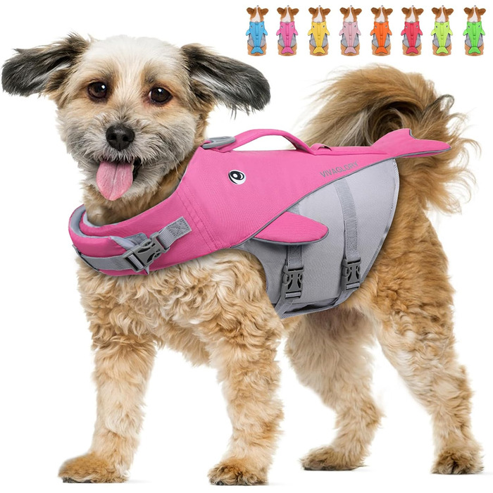 Жилет для плавання собаки VIVAGLORY, рожевий, S (48-58 см)