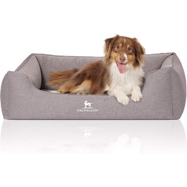 Ортопедичне велюрове ліжко для собак Knuffelwuff Leano XXL 120x85 см, знімний чохол, сіре, для великих, середніх та малих порід, миюче, преміум-якість