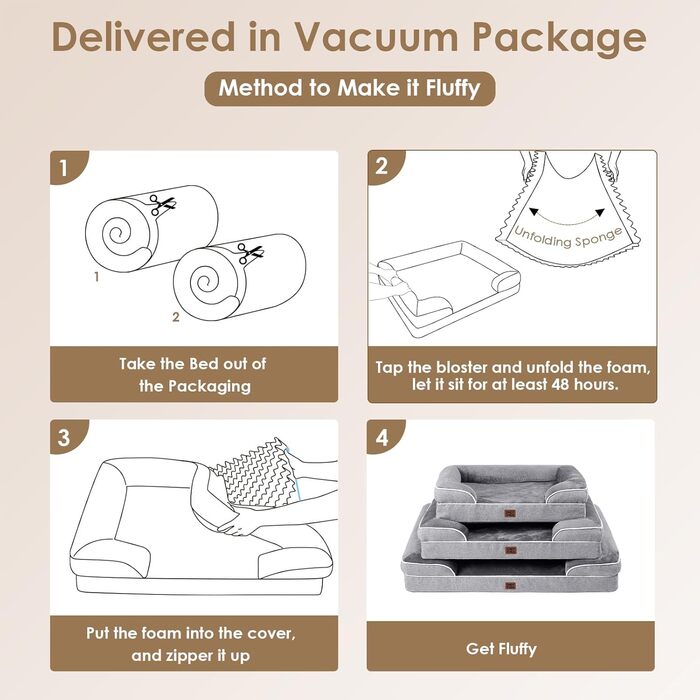 Ортопедичне ліжко для собак великих порід EHEYCIGA, 112x81 см, кошик для собак XL з Memory Foam, водовідштовхувальне, неслизьке, з високим бортиком, сірого кольору (112 x 81 x 18 см)