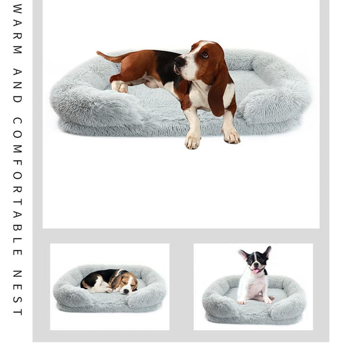 MISSMAO Ортопедичне ліжко для собак, лежанка для собак - Знімний чохол - М'яке собаче ліжко, килимок для домашніх тварин, що можна прати, для собак та котів, сірий, XXL (120x80x20 см)