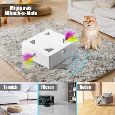 Інтерактивна іграшка для котів MigiBox: електрична мишка з 7 отворами, 4 шт. аксесуарів, для розваги, з підзарядкою, паперова