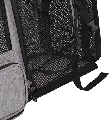 Рюкзак-переноска для котів RASTKY, складана переноска для тварин, міцна переноска для собак та малих тварин до 8 кг, ідеально підходить для відвідування ветеринара, прогулянок у парку, сірий (чорний) (сірий)