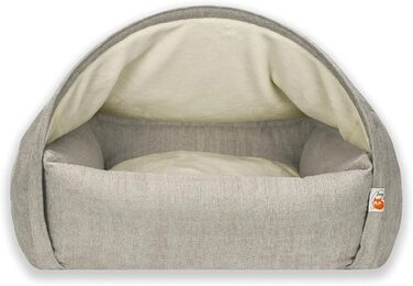 Крісло-печера для собак та котів Sleepy Fox® Premium - Крісло-гніздо, кремове жакардове покриття, розмір Small (65x55x40 см)