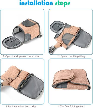 Рюкзак для собак PETCUTE з дихаючою вставкою та м'яким матрацом, складний, з безпечною шлейкою, для подорожей, велосипеду, авіаперельотів, колір імбирно-жовтий