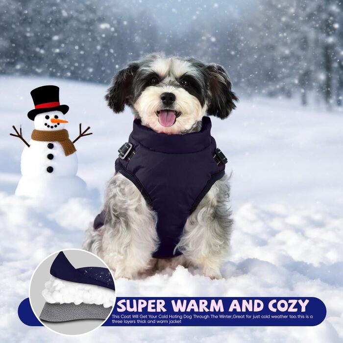 Водонепроникний теплий зимовий одяг для собак з жилетом, синій, XXL