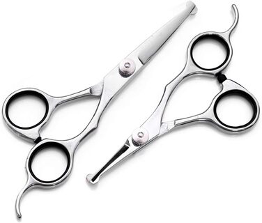 Набір професійних ножиць для грумінгу собак 9CR Edelstahl з безпечними закругленими кінцями. Комплект для догляду за шерстю собак, котів та інших тварин: ножиці для стрижки, розріджування та вирівнювання. Срібний колір.