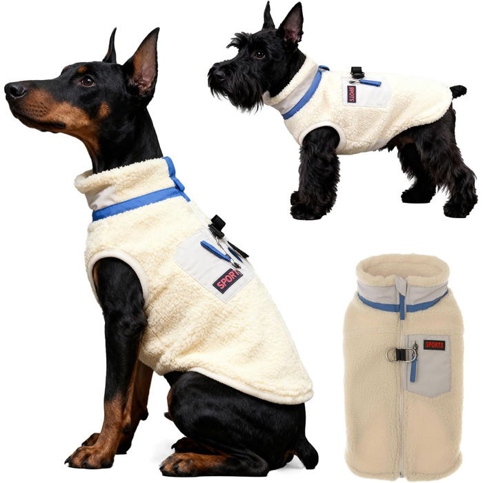 Зимовий пуловер для собак, тепла куртка для собак, кремовий колір, розмір L