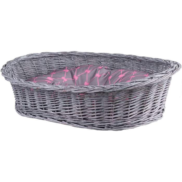 Плетене ліжко для собак та котів з лози (50x36x16 см, сірий)