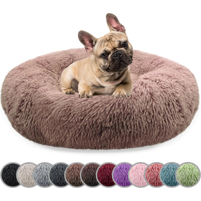 Кругле ліжко для собак середніх порід, 70 см, м'яке пухнасте гніздо, зручне та миється, колір хакі