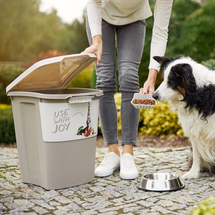 Контейнер для корму Rotho Archie 38л з кришкою, пластик PP, BPA-free, багатоколірний, бежевий