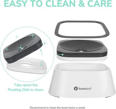 LumoLeaf миска для собак, антипроливна поїлка для води, повільна подача, дорожня миска для собак і котів
