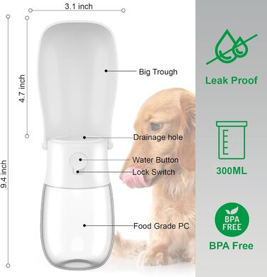 Складана пляшка для води для собак, з контейнером для відходів, для прогулянок, подорожей, хатніх тварин