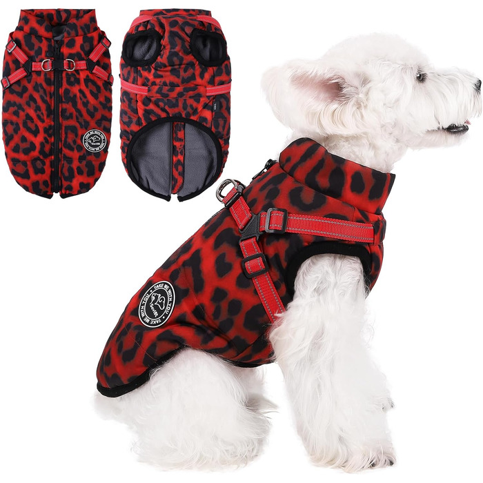 Теплий зимовий одяг для собак Avlot: червоний, розмір L, теплий флісовий одяг, водовідштовхуючий, для холодної погоди