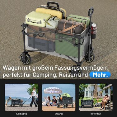 Болерваген Timber Ridge 200L складний з підстаканником, для саду, кемпінгу, покупок. Витримує 100 кг (сірий)