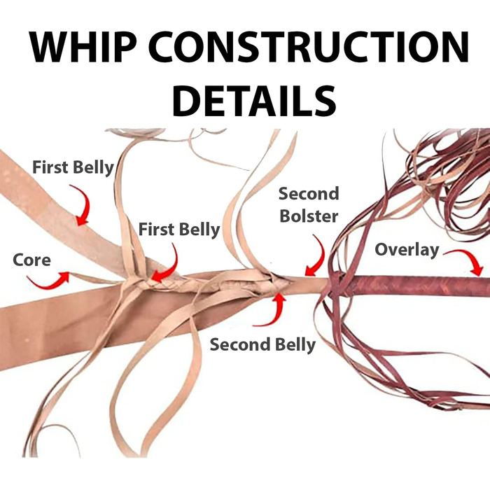 Чорно-кремова батогом з кенгурячої шкіри, важка батогом для биків з 16 пасмами, сплетений шкіряний пояс та шкіряна підкладка всередині, гучна, дзвінка батогом, стиль Індіани Джонса, для верхової їзди, кінний спорт, 6 метрів