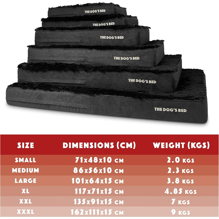 Ортопедичне ліжко для собак з Memory Foam, чорне штучне хутро, середнього розміру, вологостійке, знімні чохли