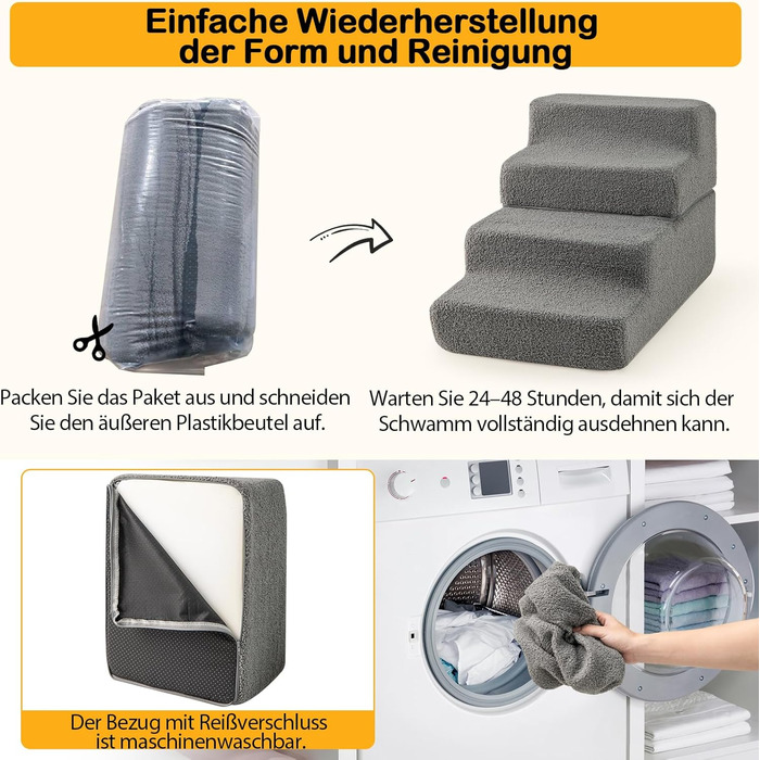 Сходинки для собак Costway - 4 сходинки, з антиковзким покриттям, для собак та котів, сірі